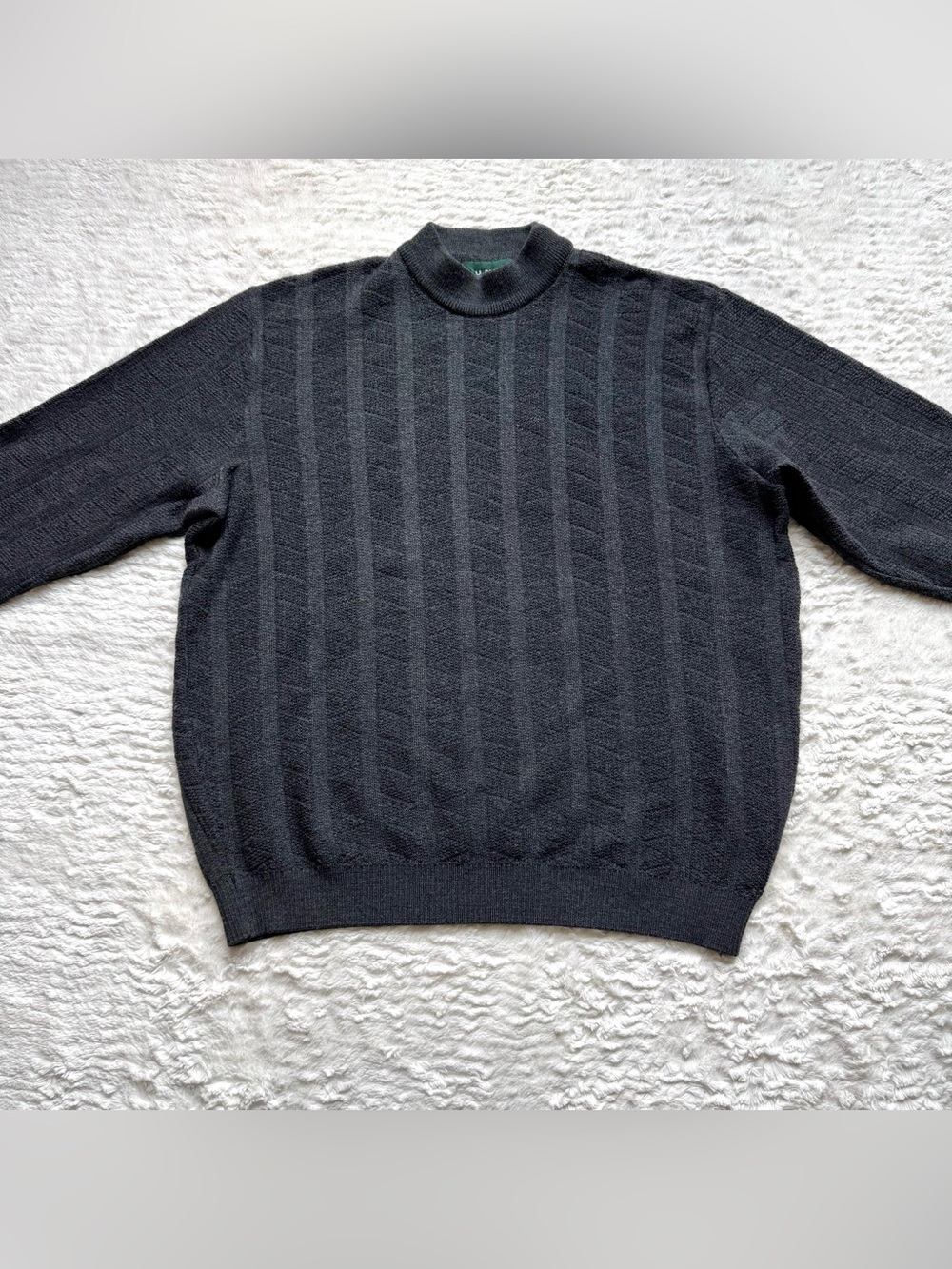 Vtg Tundra Merino Wool Pullover Mock Neck Sweater Mens XL Gray Grandpa Retro
